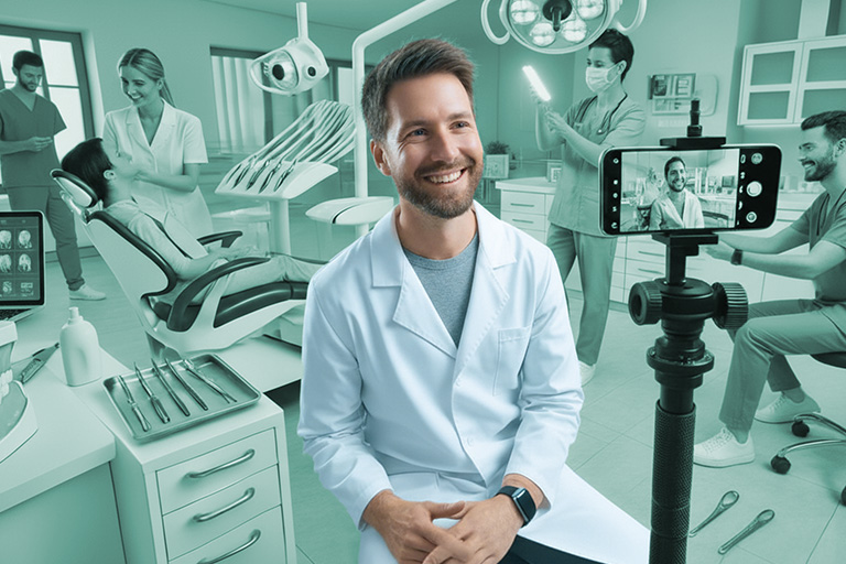 Zaharzt beim produzieren von Social Media Inhalten